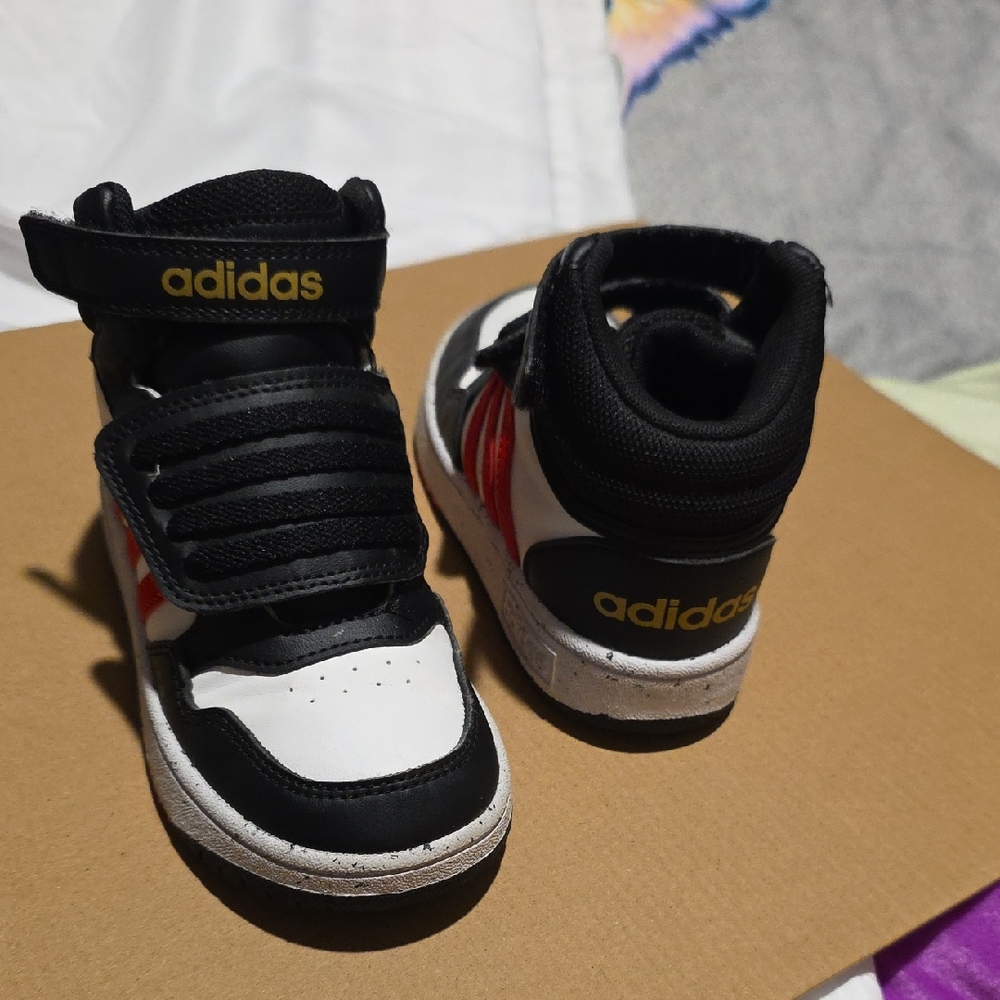 Adidas Black and White High-Top Sneakers